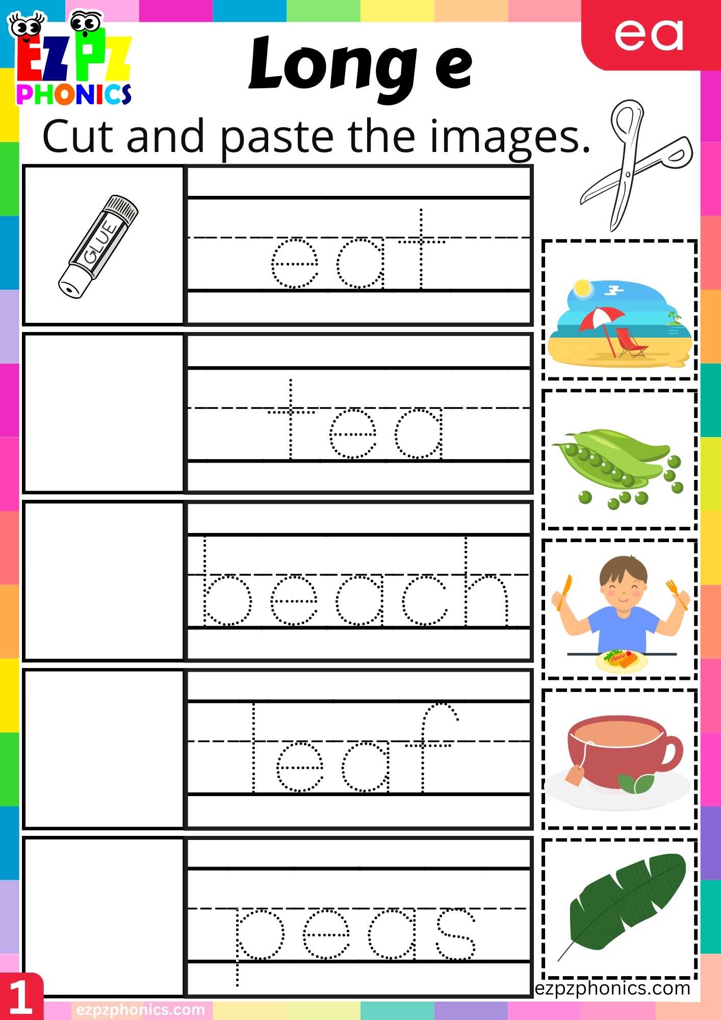 group1-ea-words-cut-and-paste-the-images-long-e-phonics-worksheet